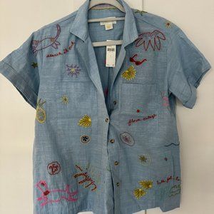 Anthropologie Button Down Fun Tropical Shirt NWT